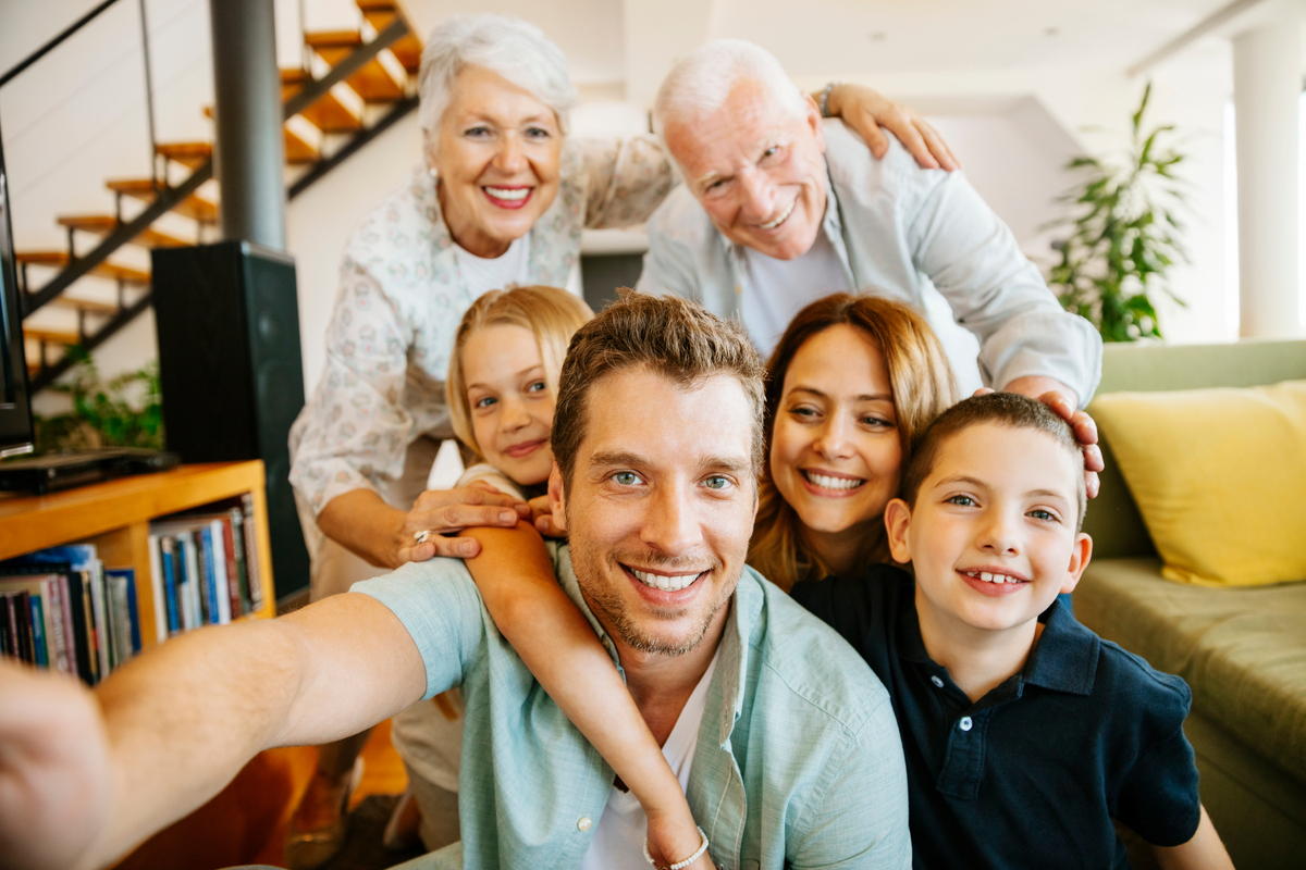 selfie velké rodiny