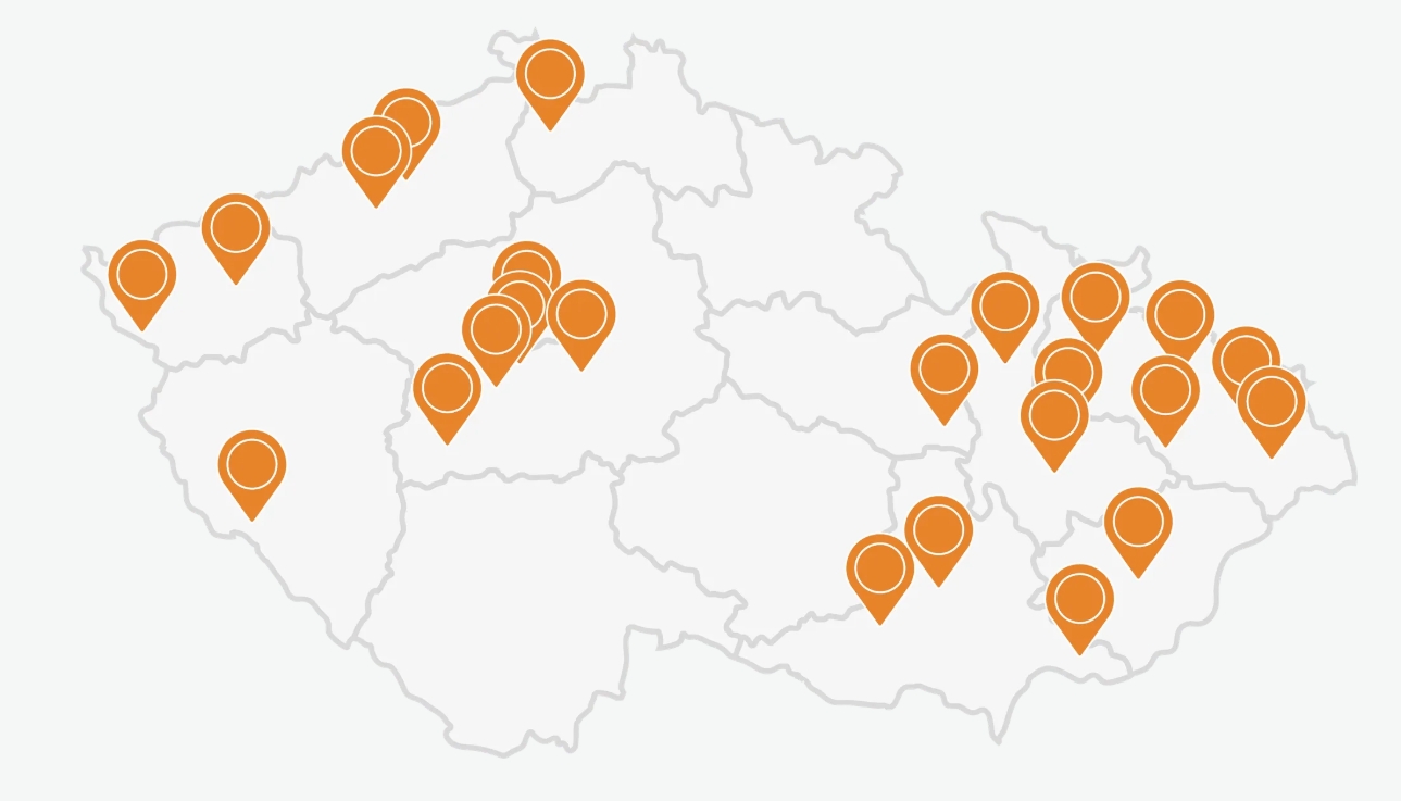 mapa působišť Sestřičky.cz